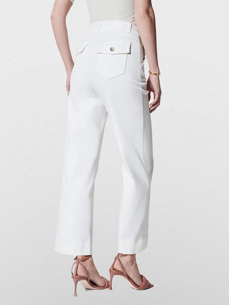 Women Stretch Tummy Control Twill Cropped Wide Leg Pant (BUY 2 FREE SHIPPING)