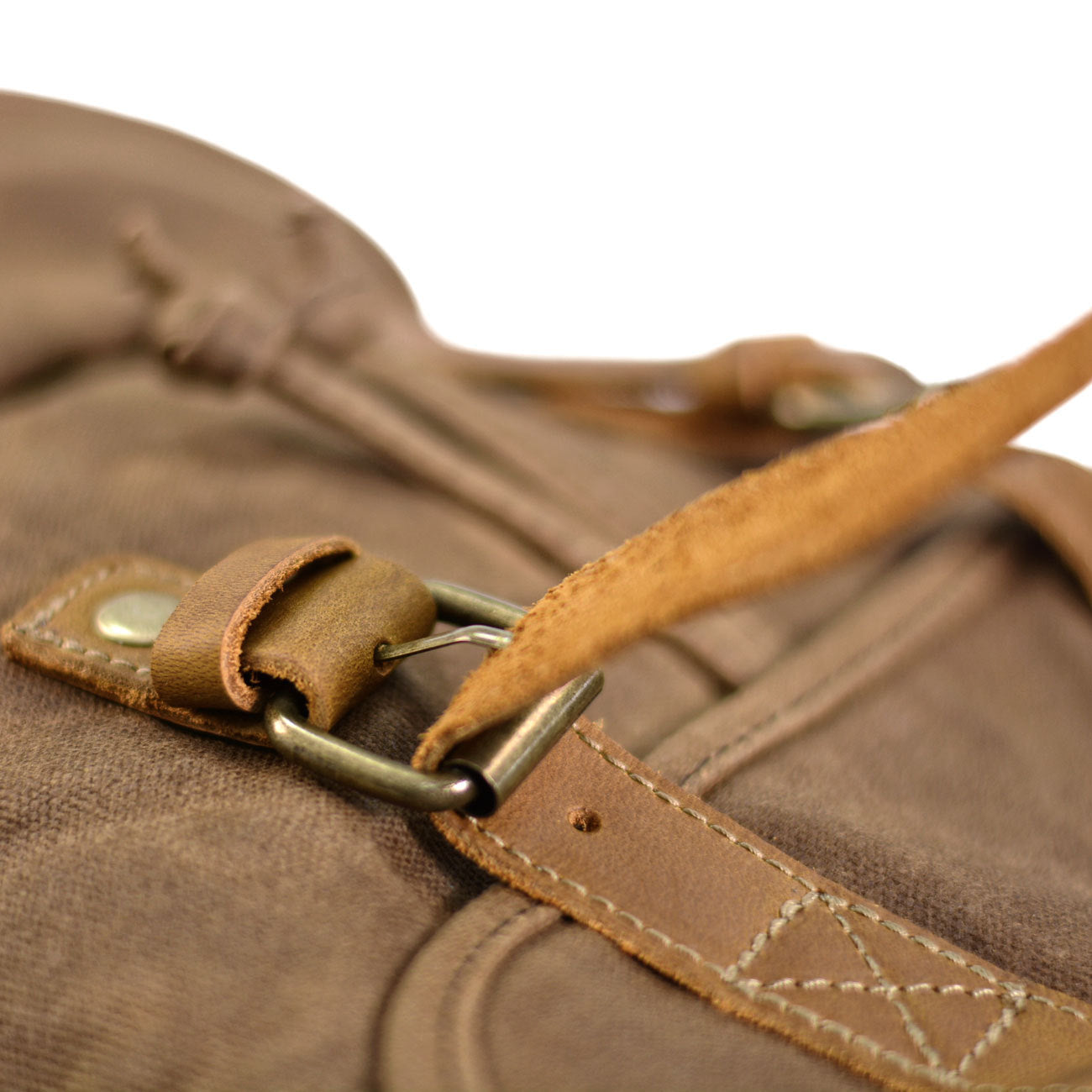 Waterproof Waxed Canvas Backpack with Leather Vintage