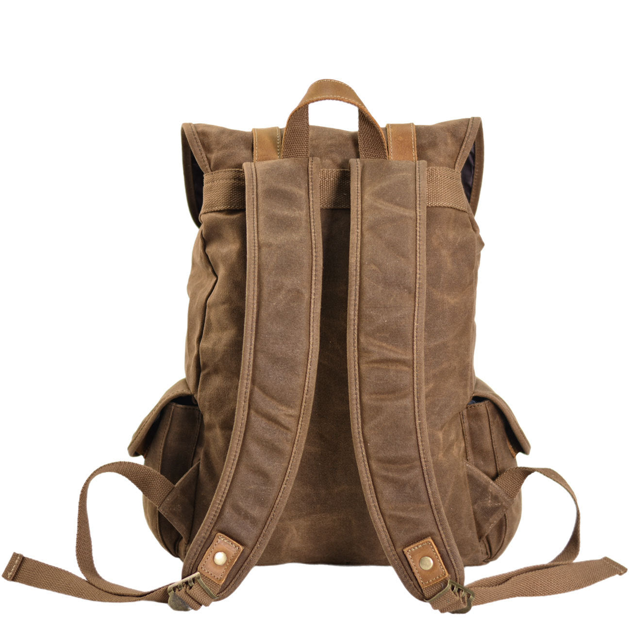 Waterproof Waxed Canvas Backpack with Leather Vintage