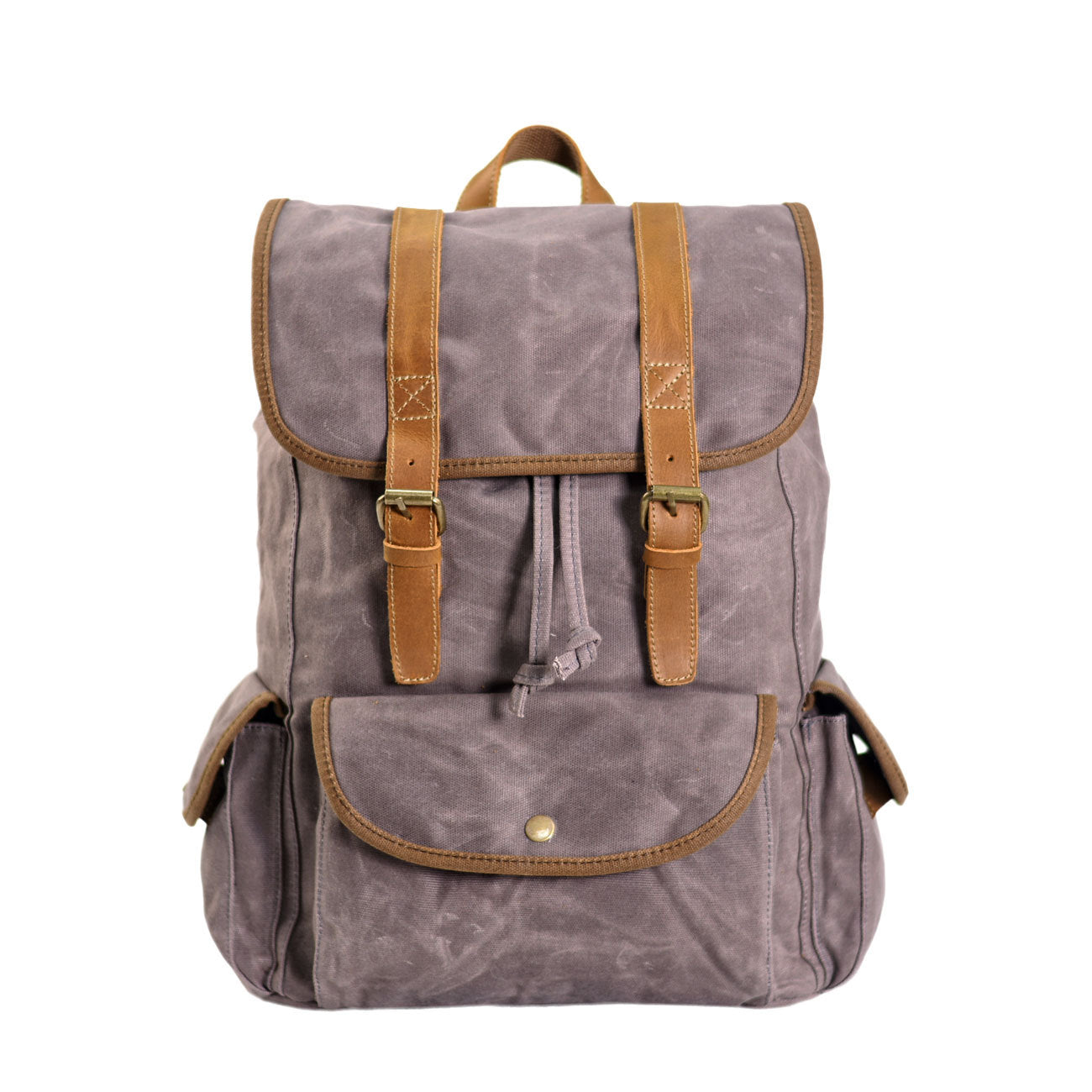 Waterproof Waxed Canvas Backpack with Leather Vintage