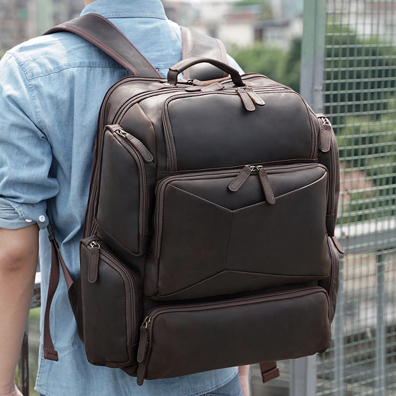 17-inch Leather Backpack Travel Vintage