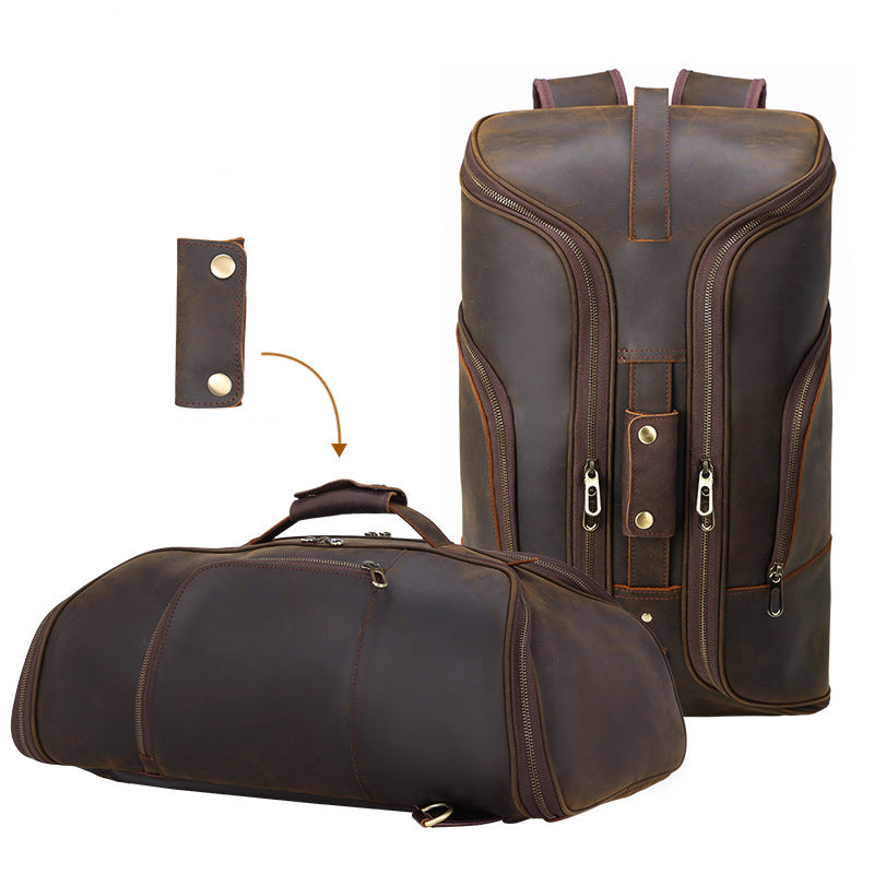 Leather Convertible Backpack Duffle Bag For Travel