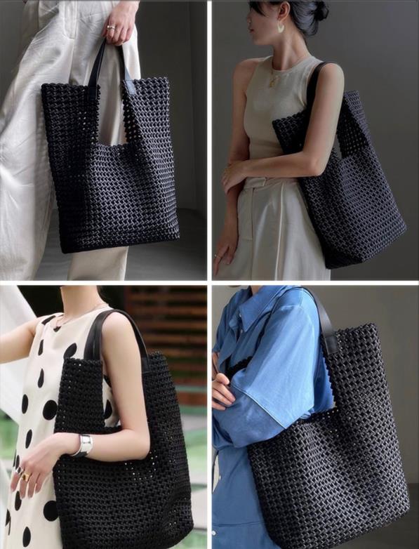 Hand-Woven Oversized Leather Tote, Leather Shoulder Bag Handbag