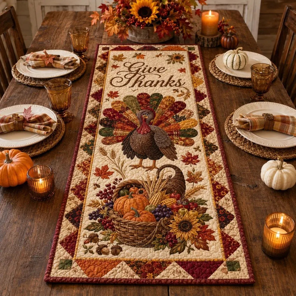 🍽️Quilted Table Runner with Vivid 3D Design