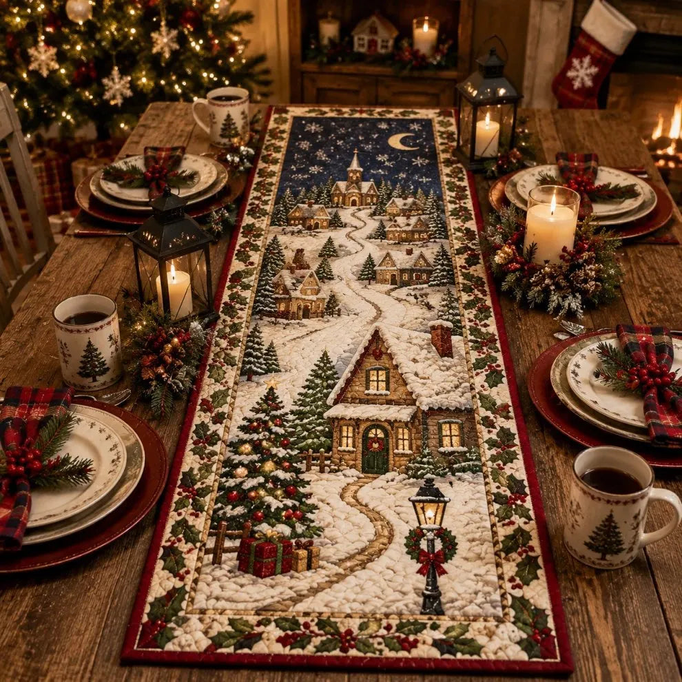 🍽️Quilted Table Runner with Vivid 3D Design