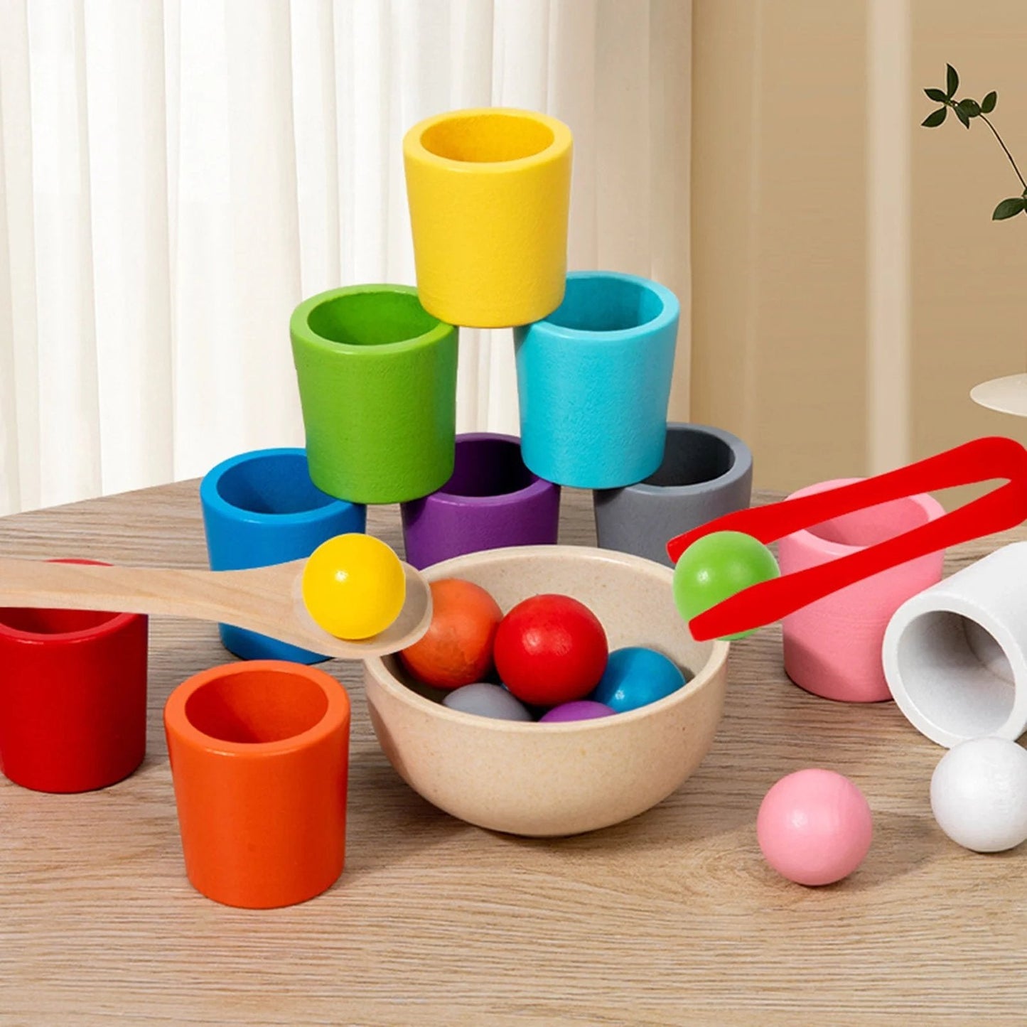 Rainbow Balls in Cups Toddler Montessori Toys
