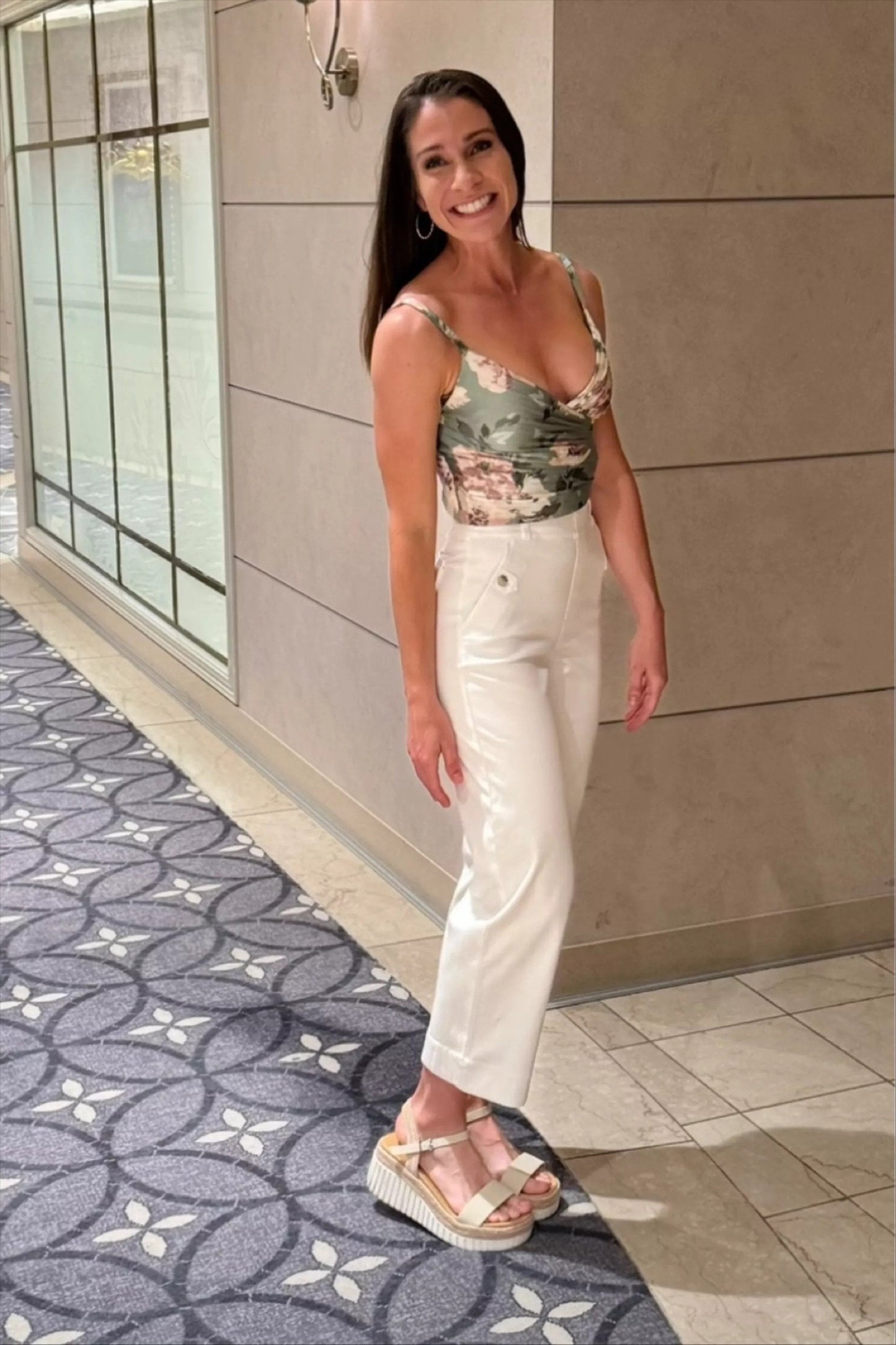 Women Stretch Tummy Control Twill Cropped Wide Leg Pant (BUY 2 FREE SHIPPING)