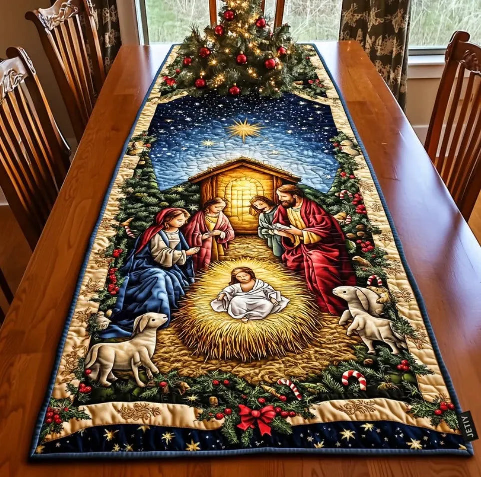 🍽️Quilted Table Runner with Vivid 3D Design