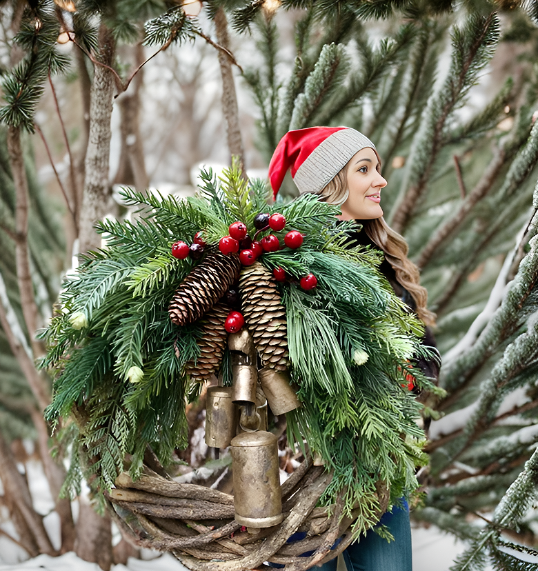 🔥Early Christmas Sale🍭Farmhouse Christmas Wreath Boho Wreath Holiday Wreath