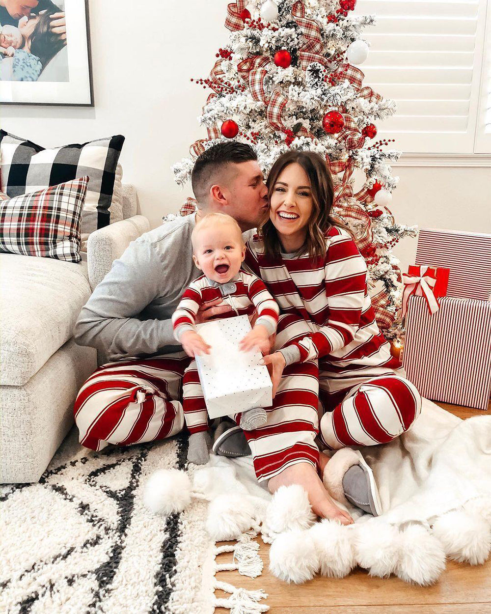 Christmas Red Striped Family Pajamas