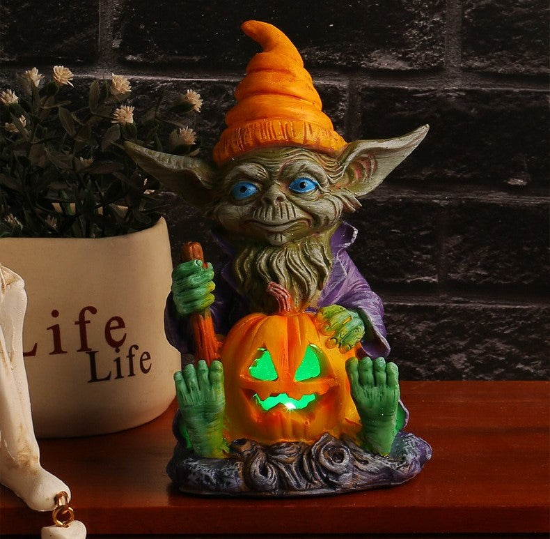 Ghoulie Halloween Resin Statue with Pumpkin Lamp - BUY 1 GET 1 FREE