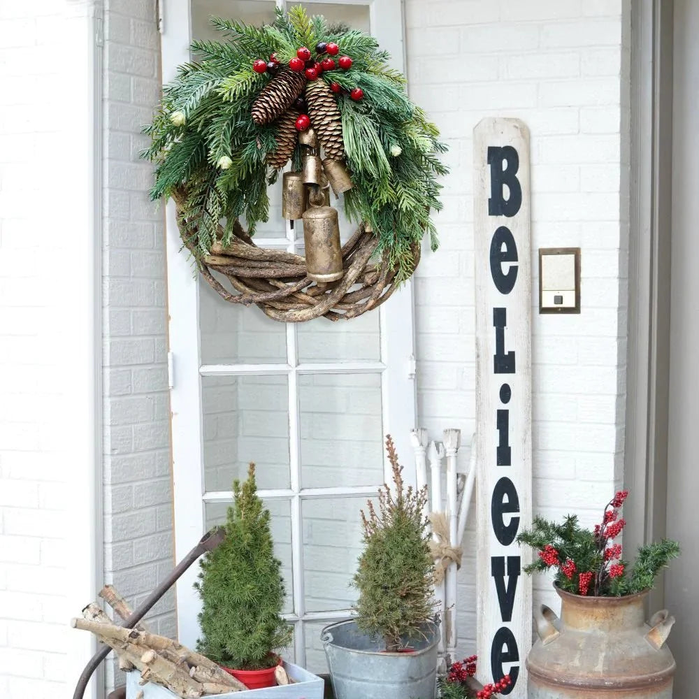 🔥Early Christmas Sale🍭Farmhouse Christmas Wreath Boho Wreath Holiday Wreath