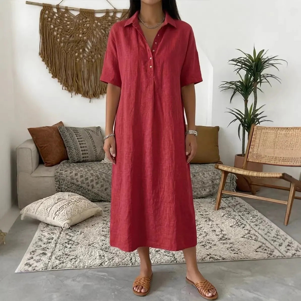 ✨Women's Cotton Linen Polo Dress