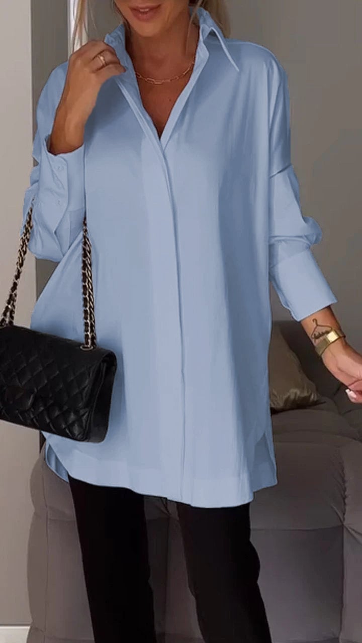 Lapel Slit Shirt-buy 2 free shipping