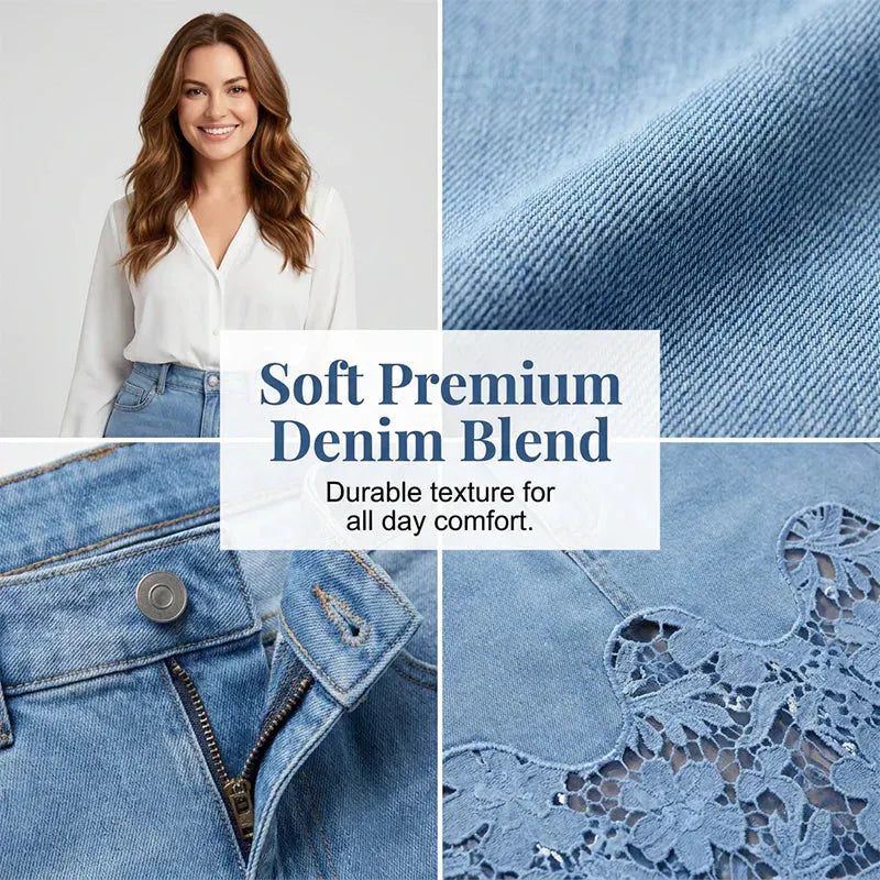 Elegant Slim-Fit Denim Skirt With Cut-Out Detailing