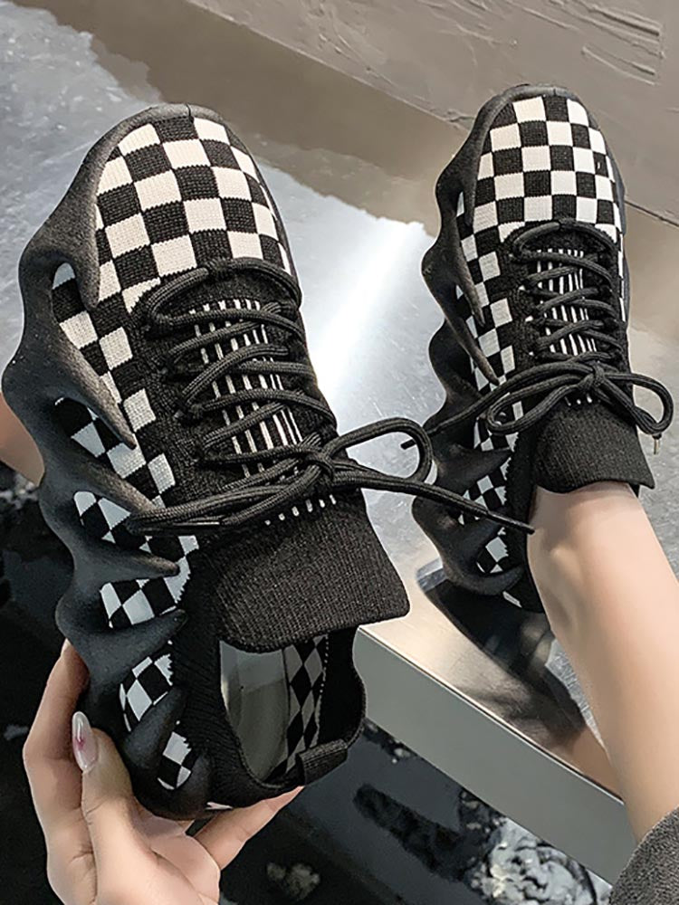 Lace-up Knit Breathable Sneakers