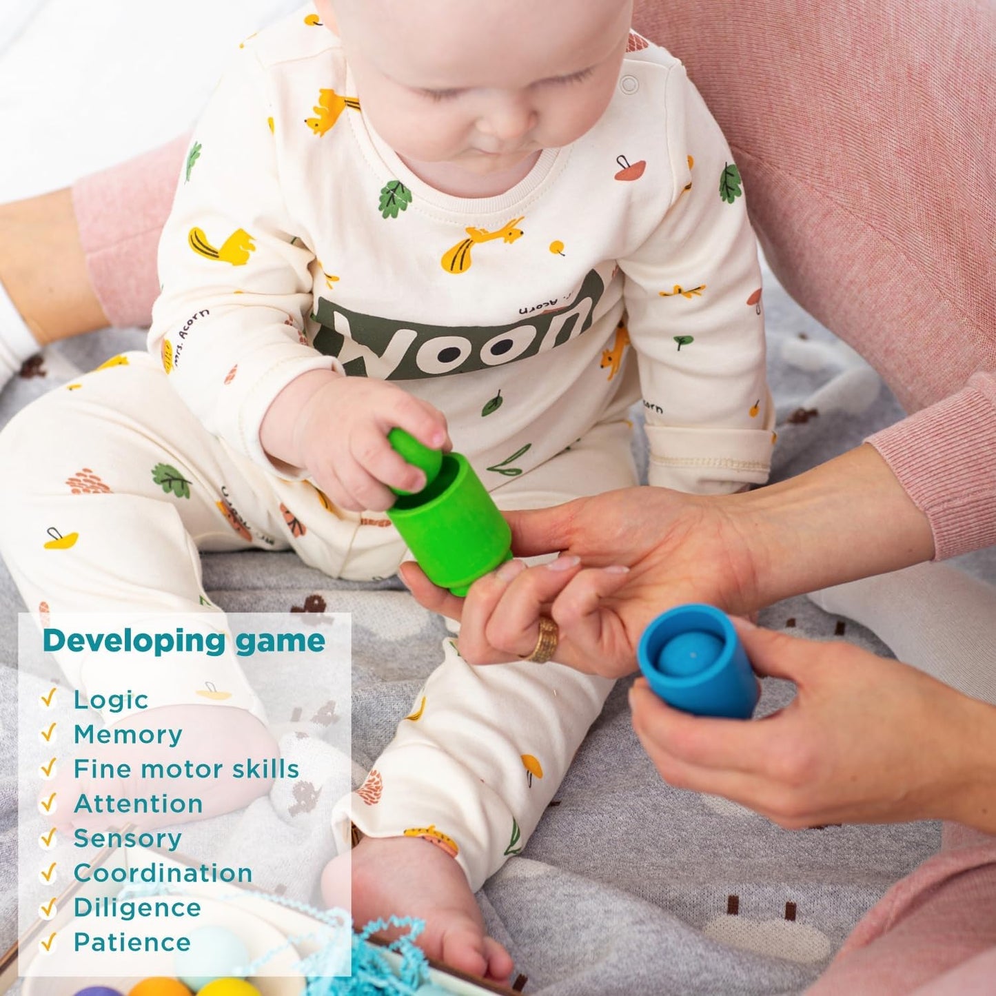 Rainbow Balls in Cups Toddler Montessori Toys