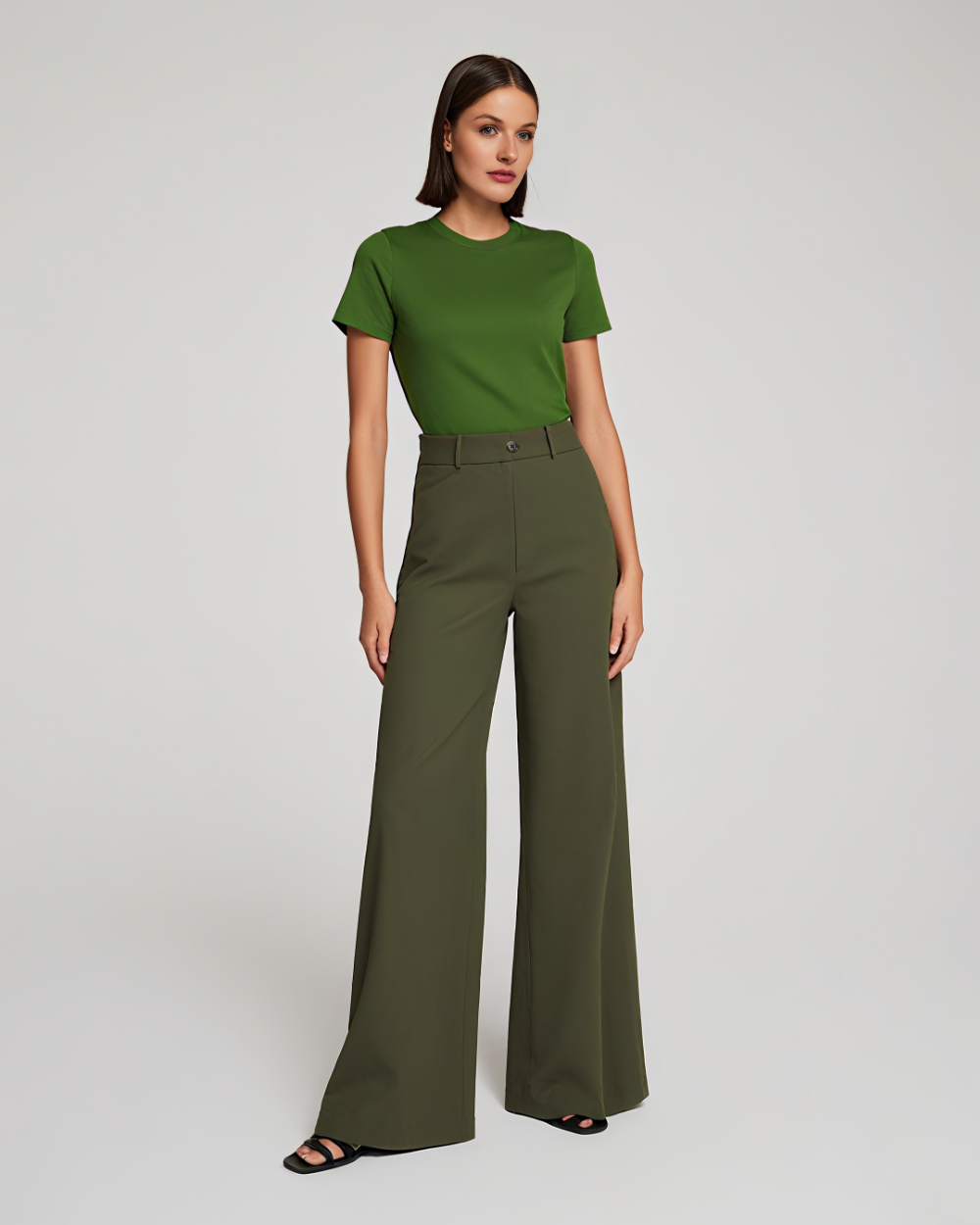Tummy Control Stretch Twill Wide Leg Pant (Buy 2 Free Shipping)