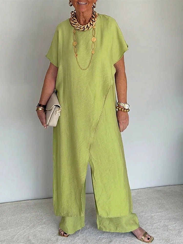 💃Women's Casual Retro-Style Comfortable Loose-Fit Asymmetrical Two-Piece Set