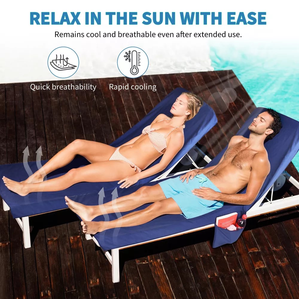 🎁Sun Lounger Towel in Bag with Pockets Storage