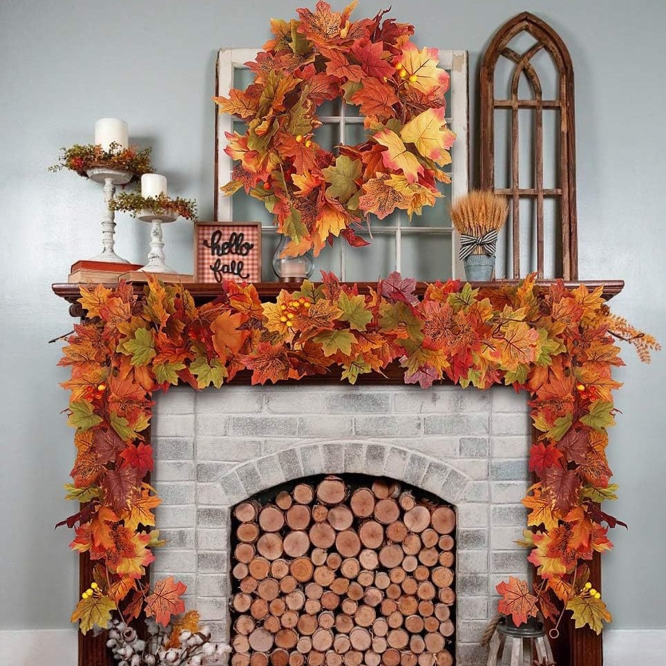 🔥Special Fall Sale 49% OFF🍁Fall Wreath with Pumpkin Maple Leaves