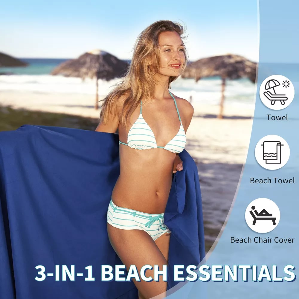 🎁Sun Lounger Towel in Bag with Pockets Storage