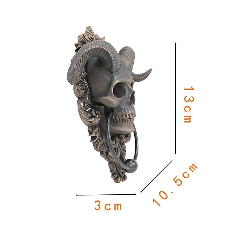 Halloween Doorbell:☠️😈Baphomet Horned God Skull Hanging Door Knocker