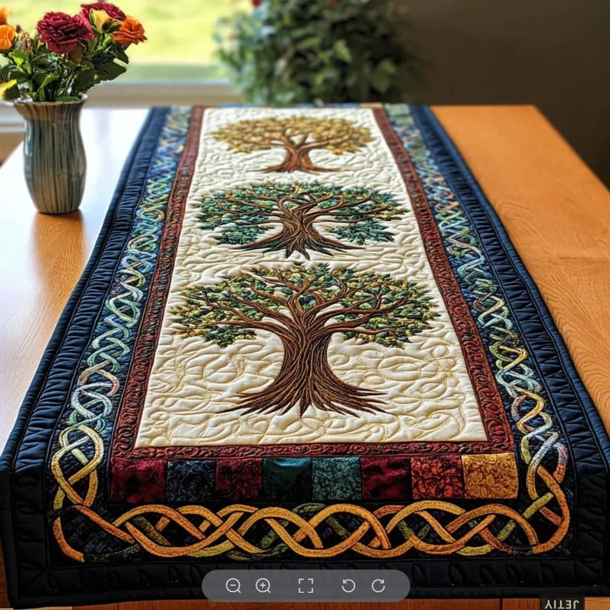 🍽️Quilted Table Runner with Vivid 3D Design