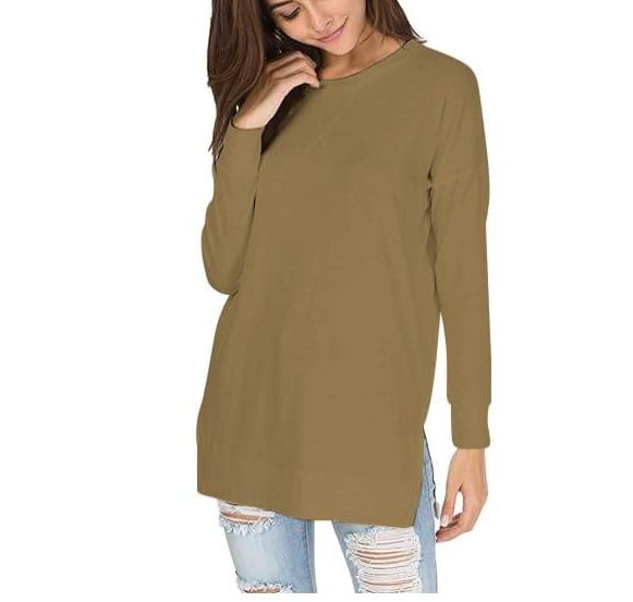 Round Neck Casual Solid Color Top