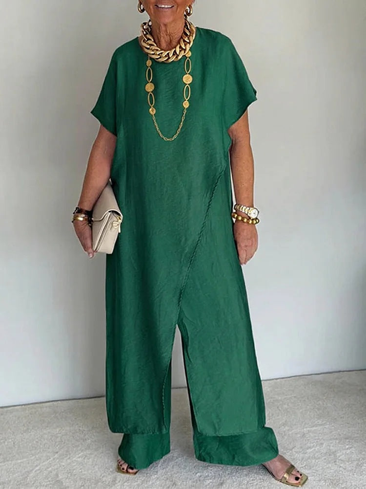 💃Women's Casual Retro-Style Comfortable Loose-Fit Asymmetrical Two-Piece Set