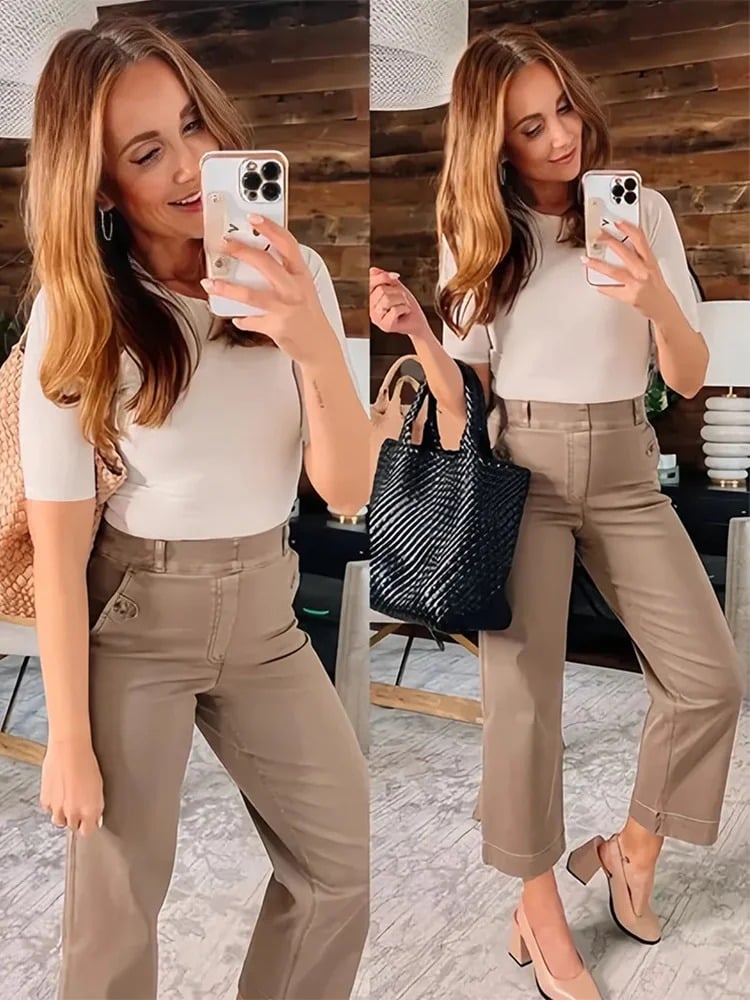 😍Last Day 49% OFF-Tummy Control Twill Cropped Wide Leg Pant(Buy 2 Free Shipping)