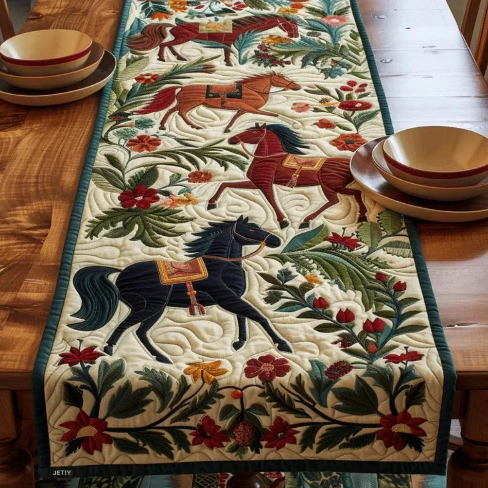 🍽️Quilted Table Runner with Vivid 3D Design