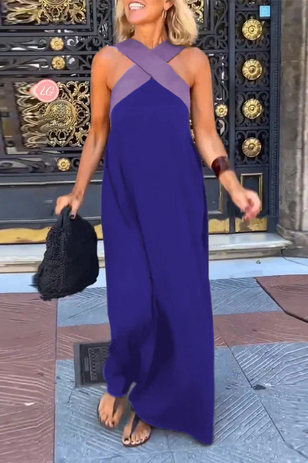 Women Cross Backless Sleeveless Dress