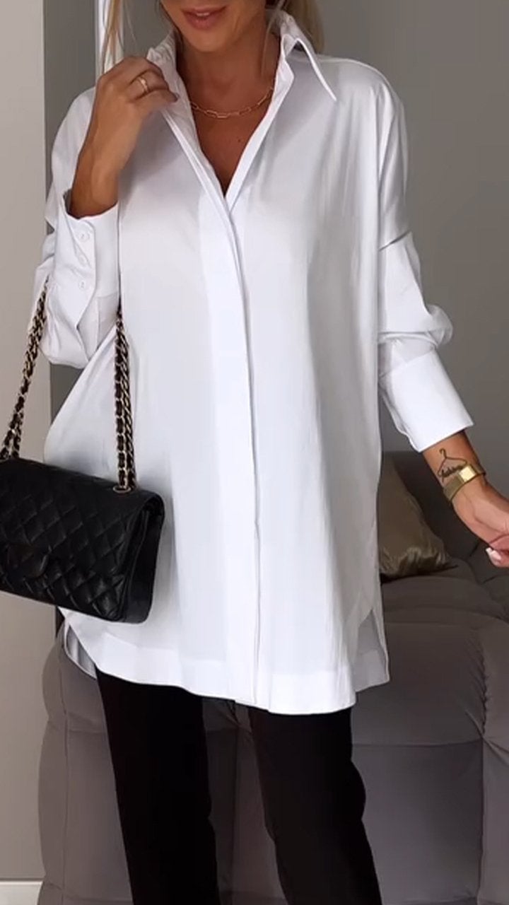 Lapel Slit Shirt-buy 2 free shipping