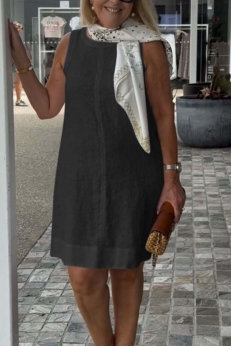 Casual Solid Color Round Neck Vest Dress