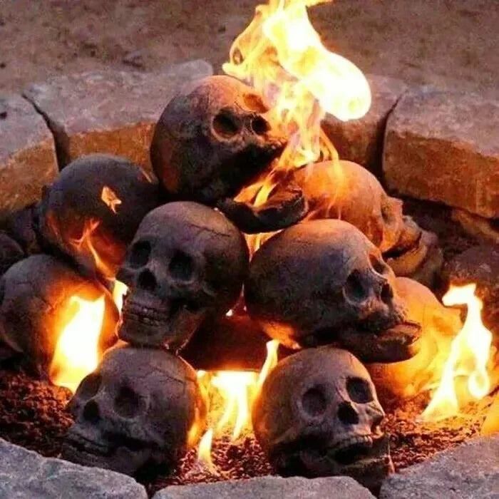 🎃Halloween Pre-Sale 49% OFF☠️Ceramic Fireproof Fire Pit Skull💀