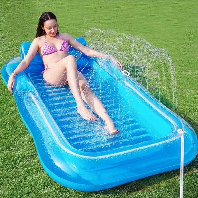 Inflatable Tanning Pool Lounger Float with Pillow