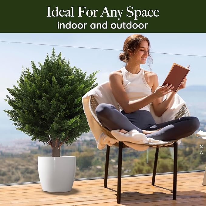 🌿UV Resistant Artificial Cedar Topiary Ball Tree