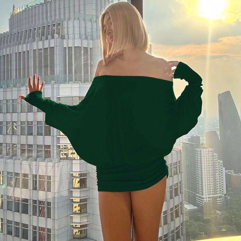 Women's Off The Shoulder Ruched Party Dress Sheer Long Sleeve Mini Dress Elegant Bodycon Dresses