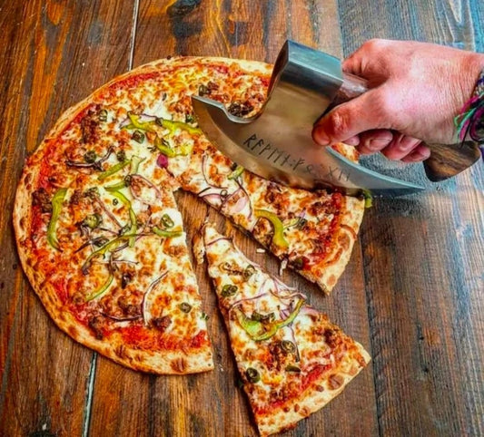 Handmade Pizza Cutting Axe-Free Leather Case