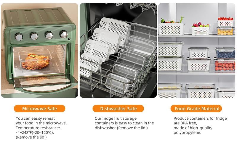 Household Transparent Plastic Food Storage Box, Including A Drain Basket
