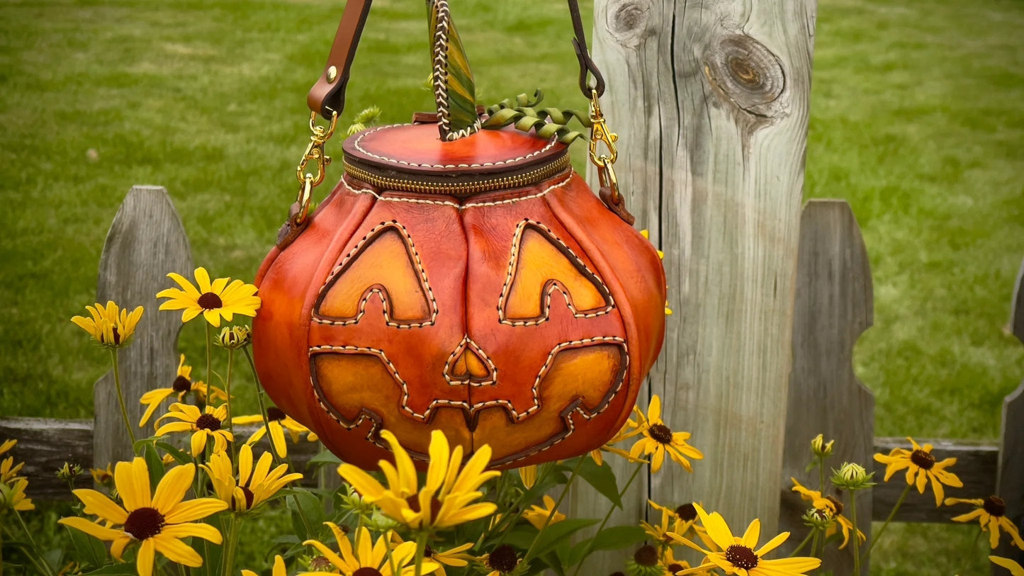 🎃The Great Purely Handmade Leather Pumpkin Bag