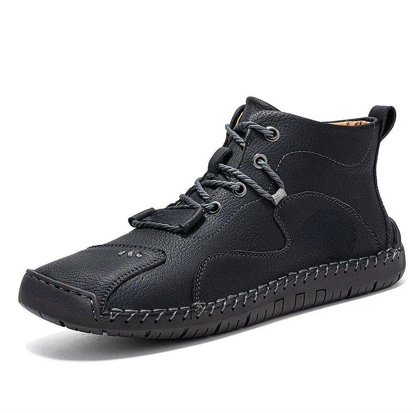 Men Vintage Microfiber Leather Hand Stitching Soft Ankle Boots