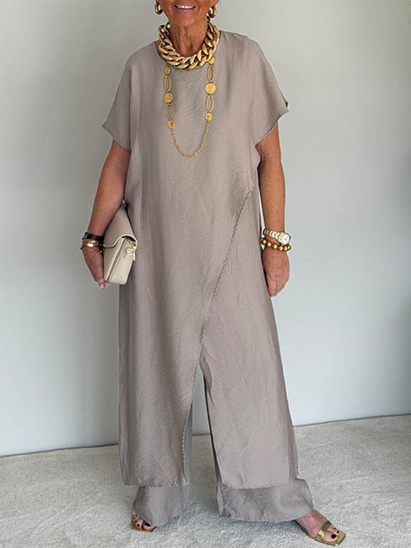 💃Women's Casual Retro-Style Comfortable Loose-Fit Asymmetrical Two-Piece Set