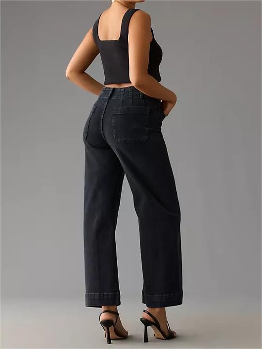 Tummy Control Cropped Wide-Leg Jeans(BUY 2 FREE SHIPPING)