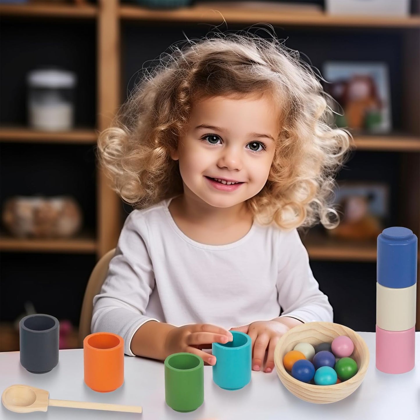 Rainbow Balls in Cups Toddler Montessori Toys