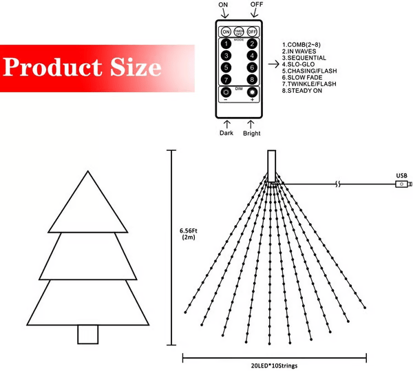 🎄8 Modes 100-600 Christmas LED Firefly Twinkle String Lights