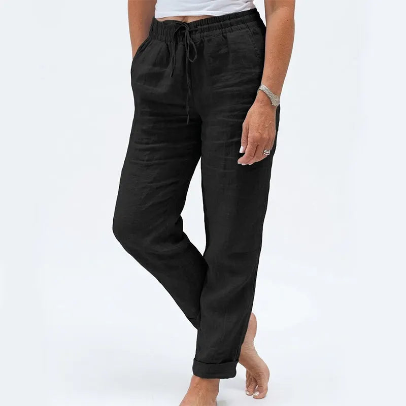 🌸Women's Elastic-Waist Cotton-Linen Casual Pants