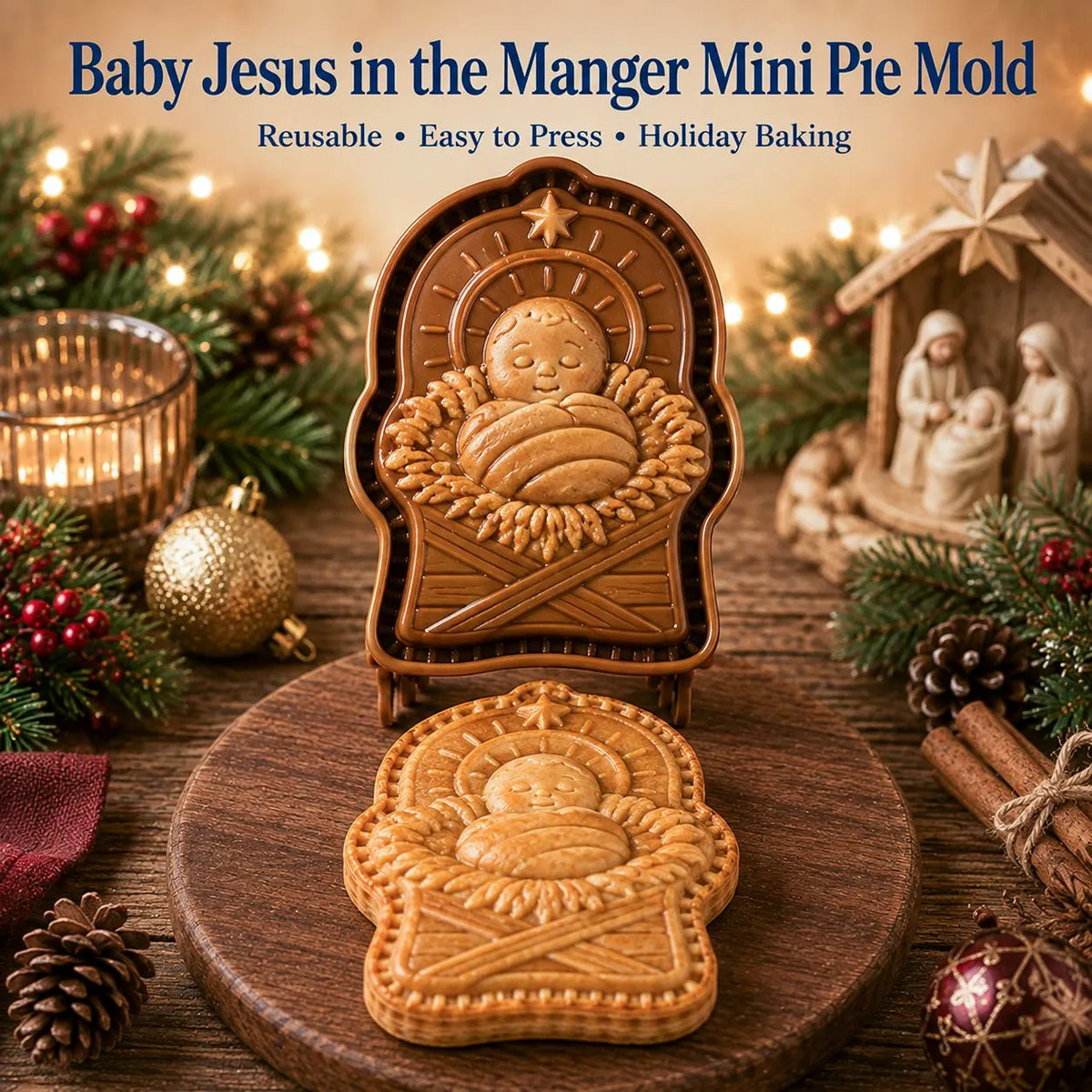 ✝️ Faith & Nativity Christmas Mini Pie Mold Collection-Faith‐Filled Holiday Baking