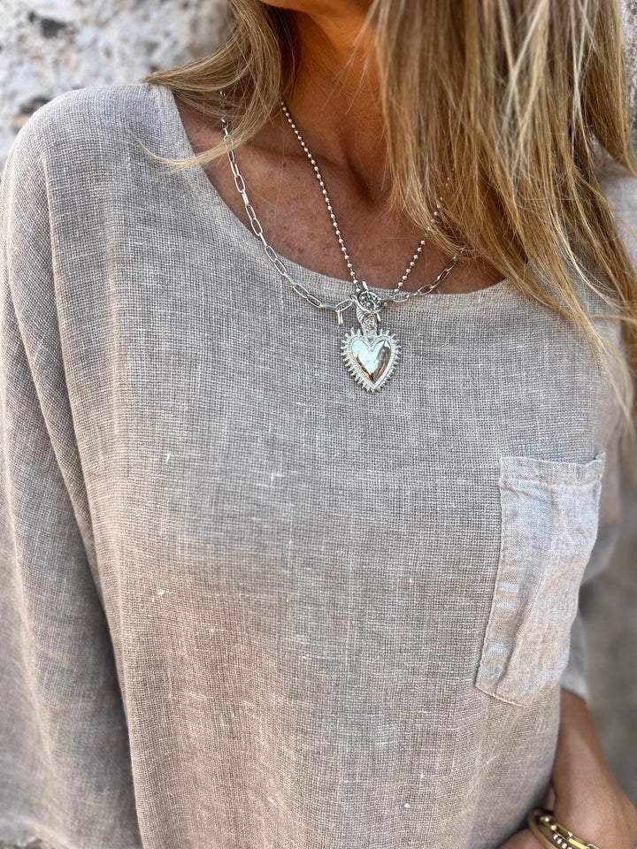 Round Neck Pocket Casual Cotton And Linen T-shirt (Buy 2 Free Shipping)